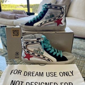 BNWT 100% Authentic Golden Goose Slides EU37/US7 Ice Suede - Metallic Silver